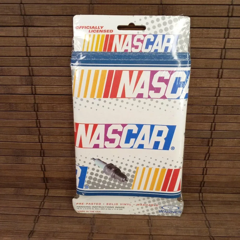 NASCAR Warner Vinyl Wall Paper Border 15 Feet Pre-Pasted Washable